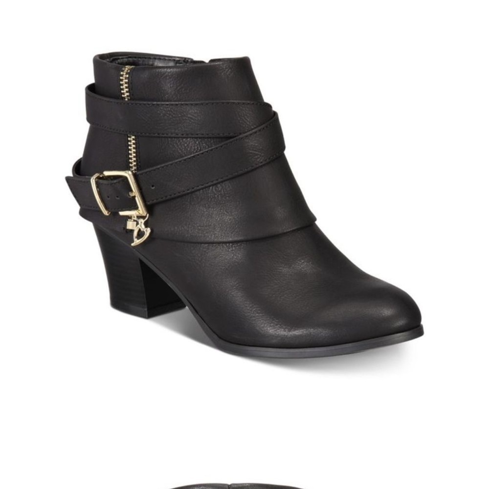 THALIA SODI Black Zipper Accent Tully Round Toe Block Heel Booties 9.5 M